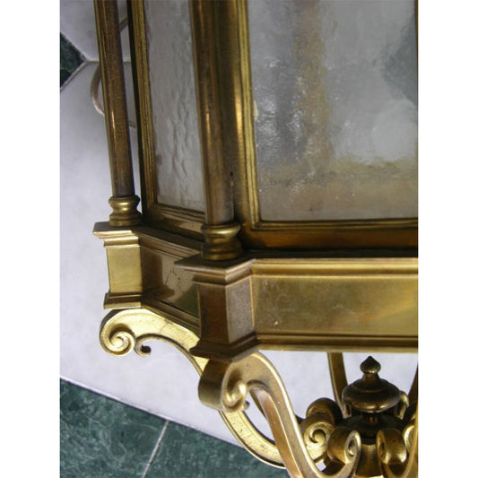19th Century 1860 French Antique Neoclassical Brass Lantern