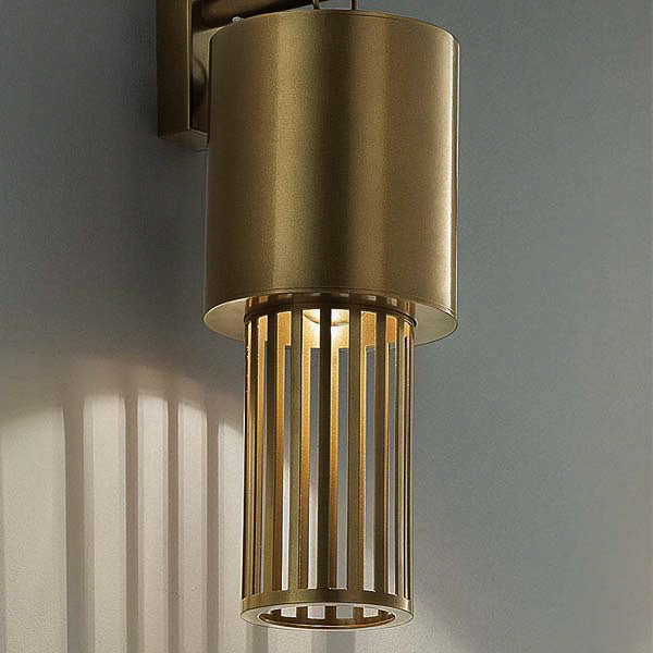 Contemporary Modern Italian Design Futurist Tubular Bronze Finish Steel Sconce