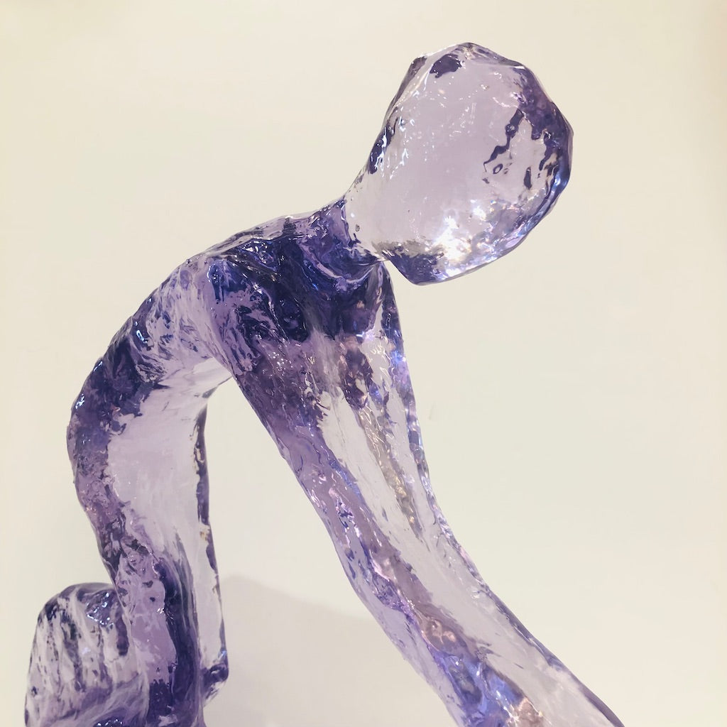 Contemporary Periwinkle Violet Modern Lucite Sculpture of Minimalist Cyclist