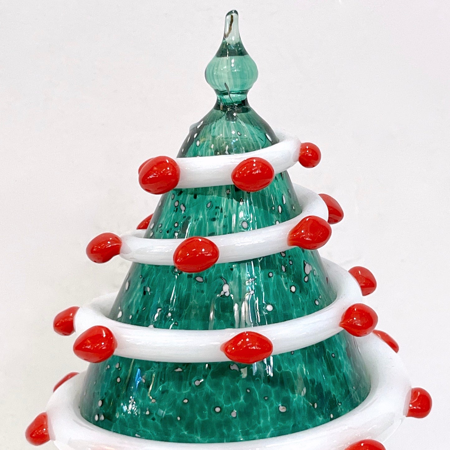 Bespoke Italian Modern Green White Murano Swirl Glass Christmas Tree Sculpture
