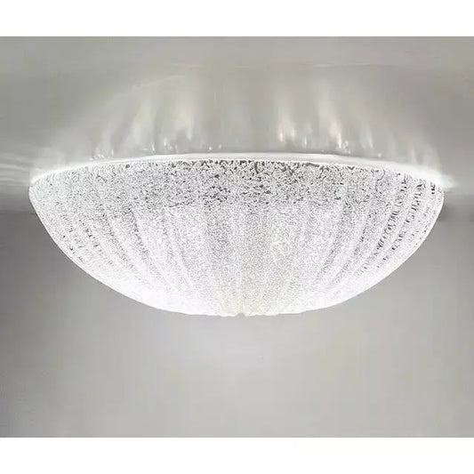 Italian Vistosi Reeded Frosted Crystal Clear Murano Glass Flushmount / Sconce