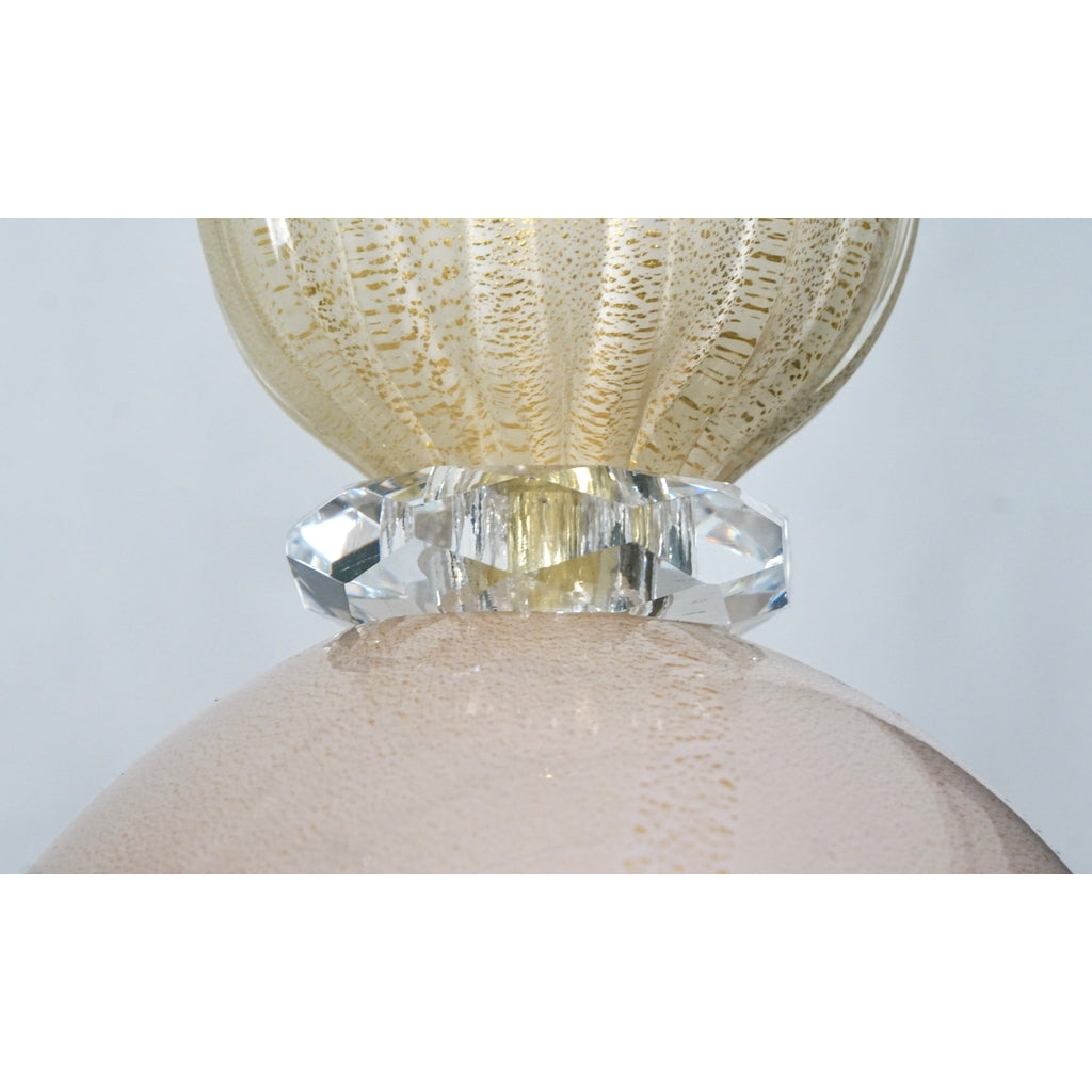 Contemporary Bespoke Italian Crystal Pink Gold Cream Murano Glass Pendant Light