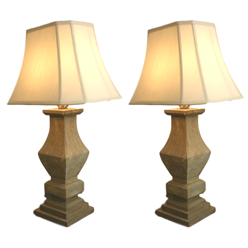 1920s French Shabby Chic Pair of Baluster Wooden Lamps - Cosulich Interiors & Antiques