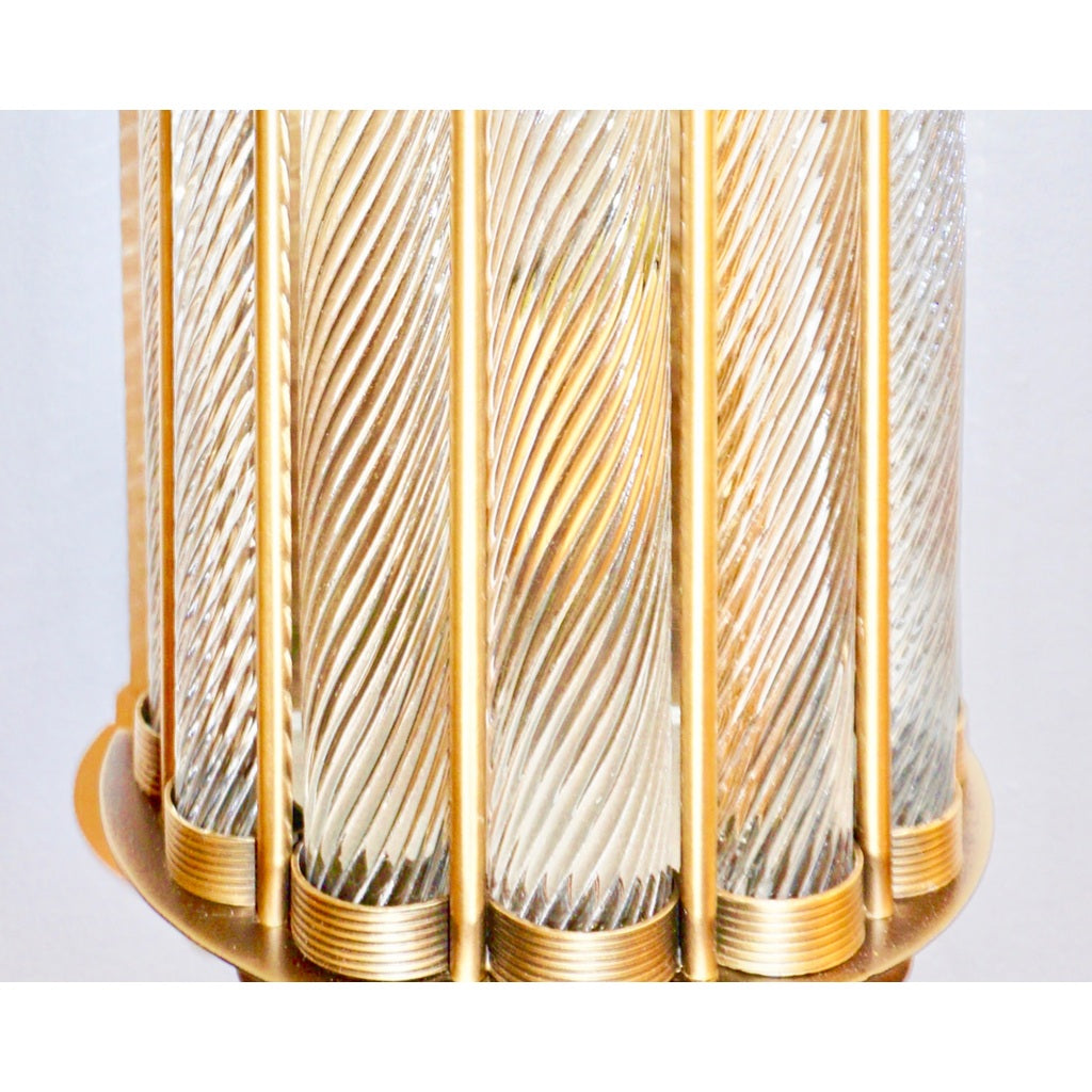 Bespoke Italian Art Deco Design Crystal Murano Glass Half Moon Brass Sconces