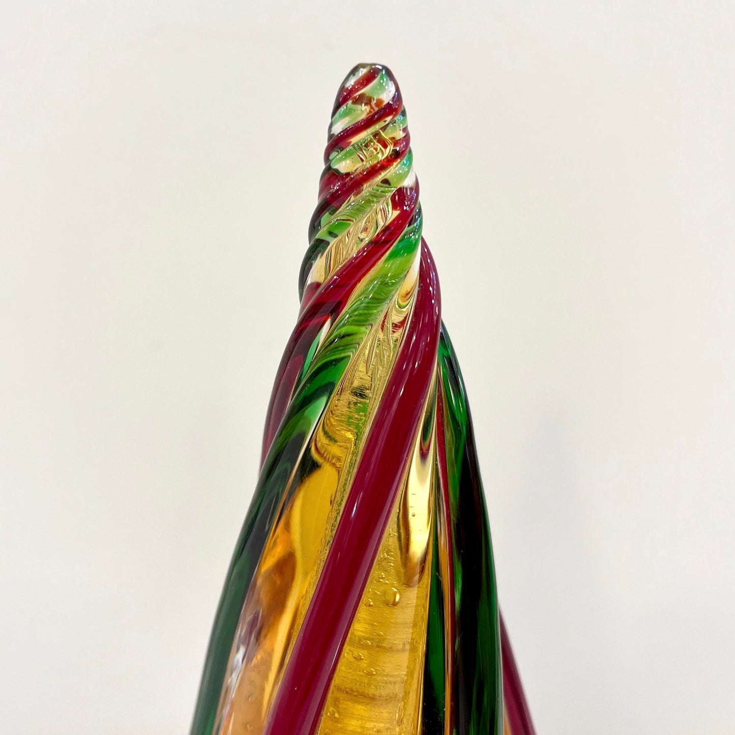 Formia Italian Vintage Red Green Amber Murano Glass Christmas Tree Sculpture