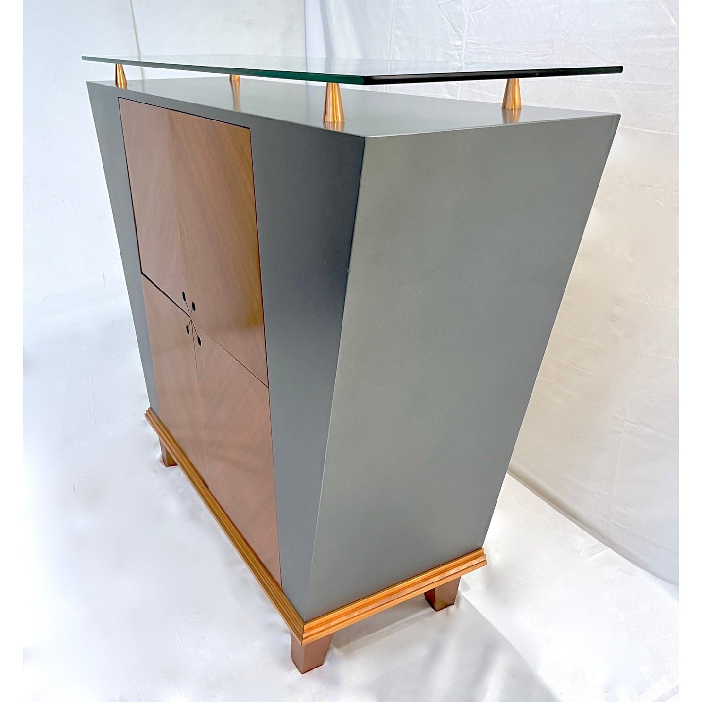 Italian Mid-Century Modern Pair of Copper & Grey Lacquer Sideboards by Pallucco