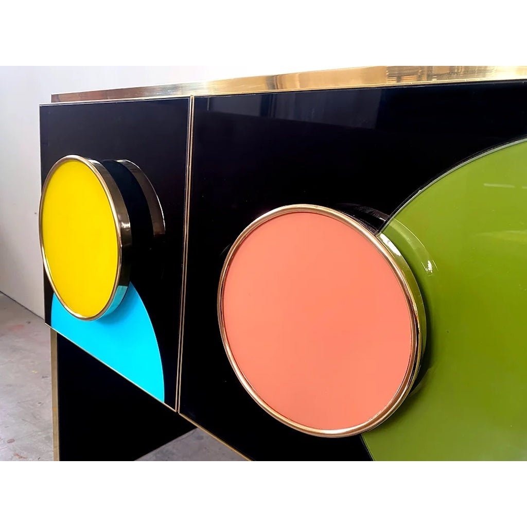 Bespoke Pop Art Italian Black Yellow Pink Multicolor Modern Credenza/Sideboard