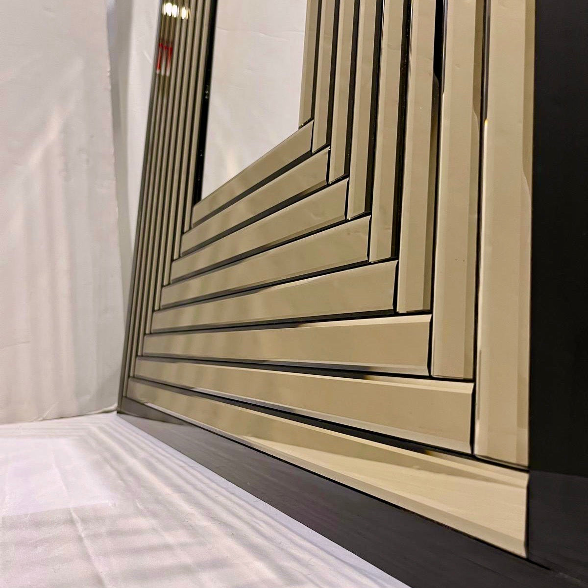 Contemporary Geometric Italian Black bronzed Murano Glass Gradient Square Mirror