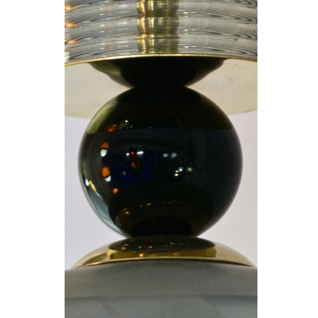 Contemporary Modern Crystal Black and Alabaster Murano Glass Brass Pendant Light