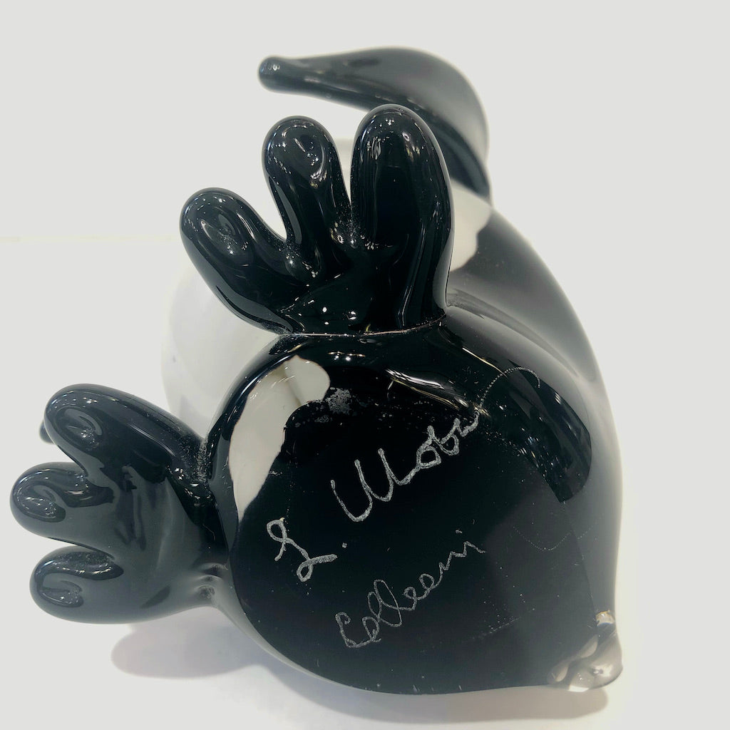 Italian Black & White Blown Solid Murano Glass Modern Penguin Sculpture