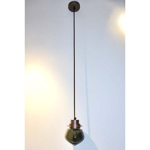 Cosulich Interiors Italian Modern Smoked Aqua Blown Glass Drop Bronze Pendant