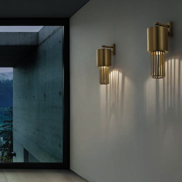 Contemporary Modern Italian Design Futurist Tubular Bronze Finish Steel Sconce