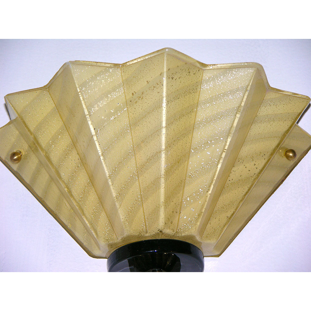 1950s Aureliano Toso Pair of Gold Fan-Shaped Murano Glass