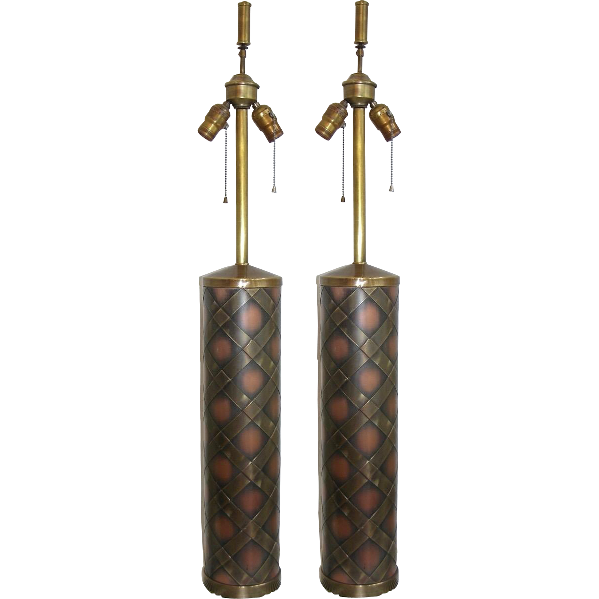 1950s Very Attractive Vintage Pair of Copper and Brass Lamps - Cosulich Interiors & Antiques