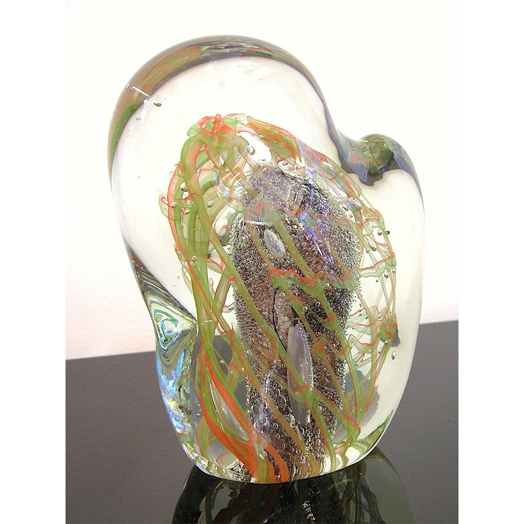 Salviati Vintage Green Orange Purple Crystal Murano Glass Sculpture Work of Art