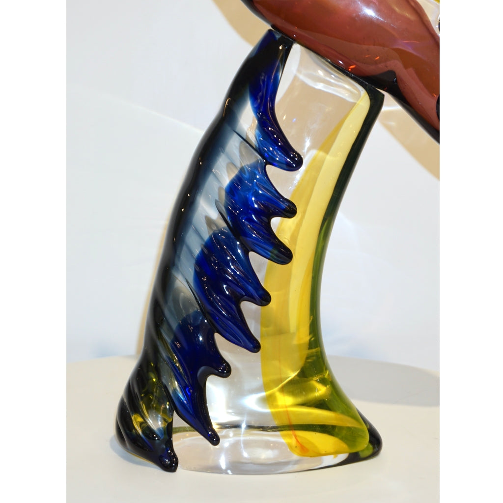 2018 Italian Picasso Style Yellow Blue Crystal Murano Glass Modernist Sculpture