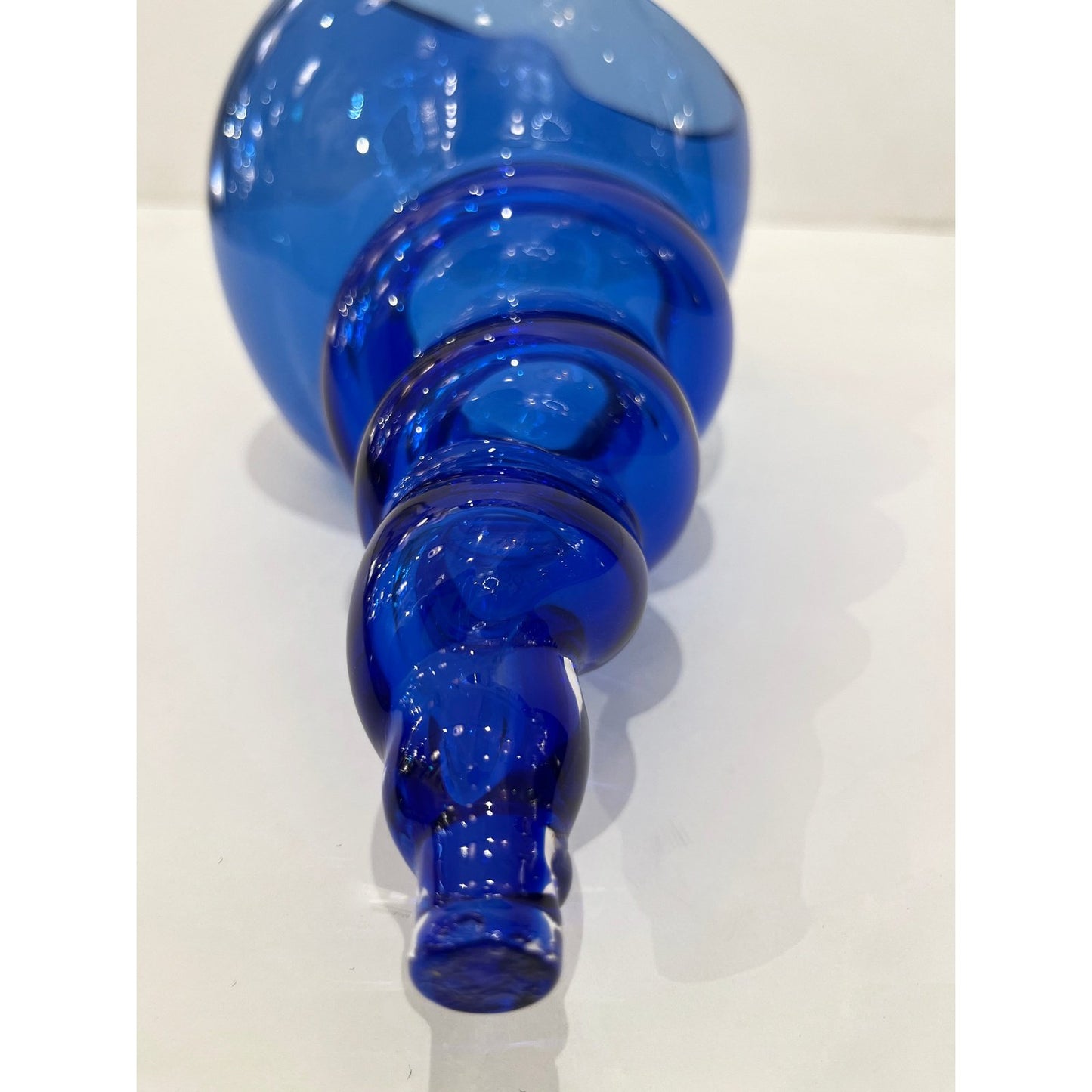 1980 Romano Donà Italian Modern Cobalt Blue Murano Art Glass Spire Shell Bowl