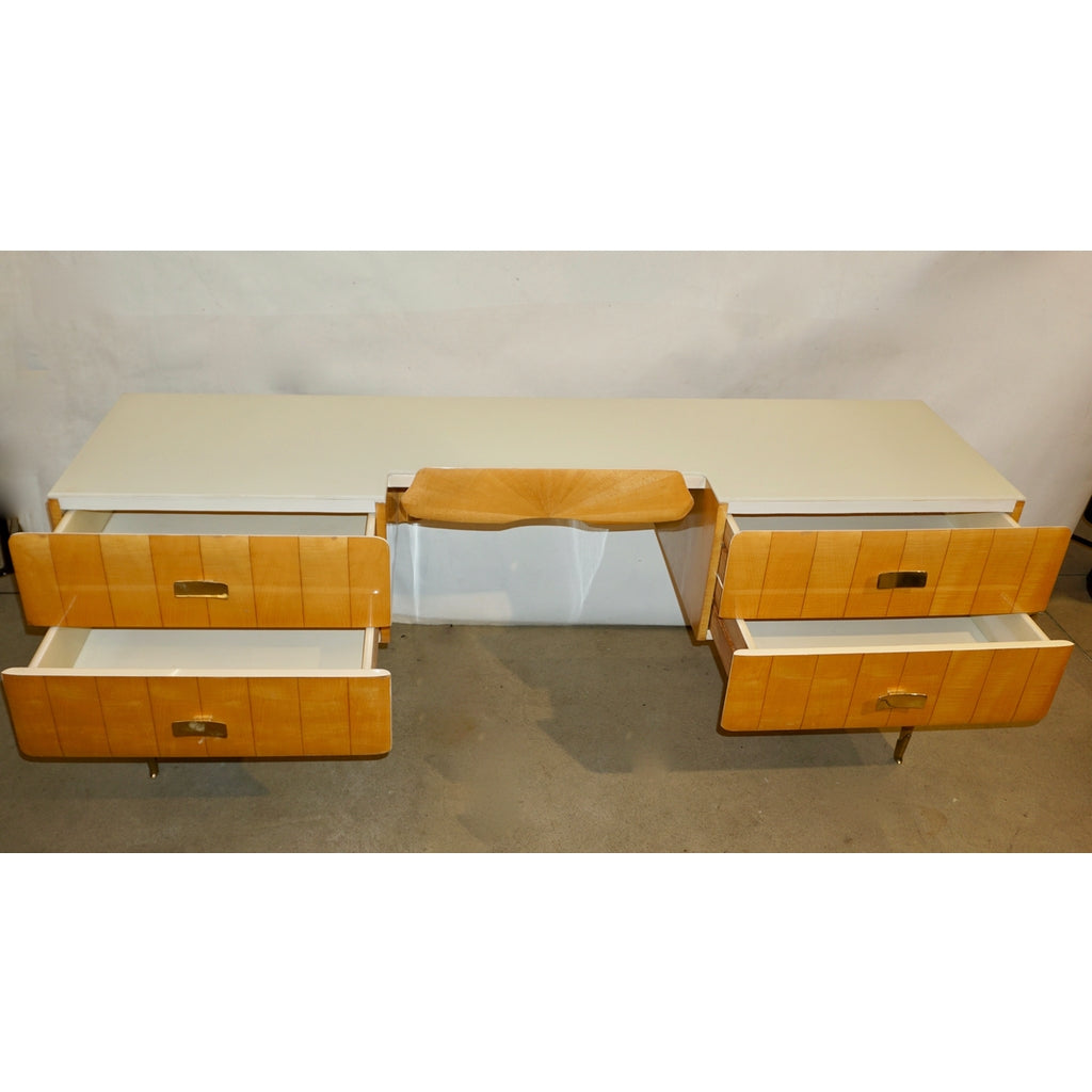 1950s Pier Luigi Colli Vintage Italian Design Cream & Honey Ashwood Modern Desk