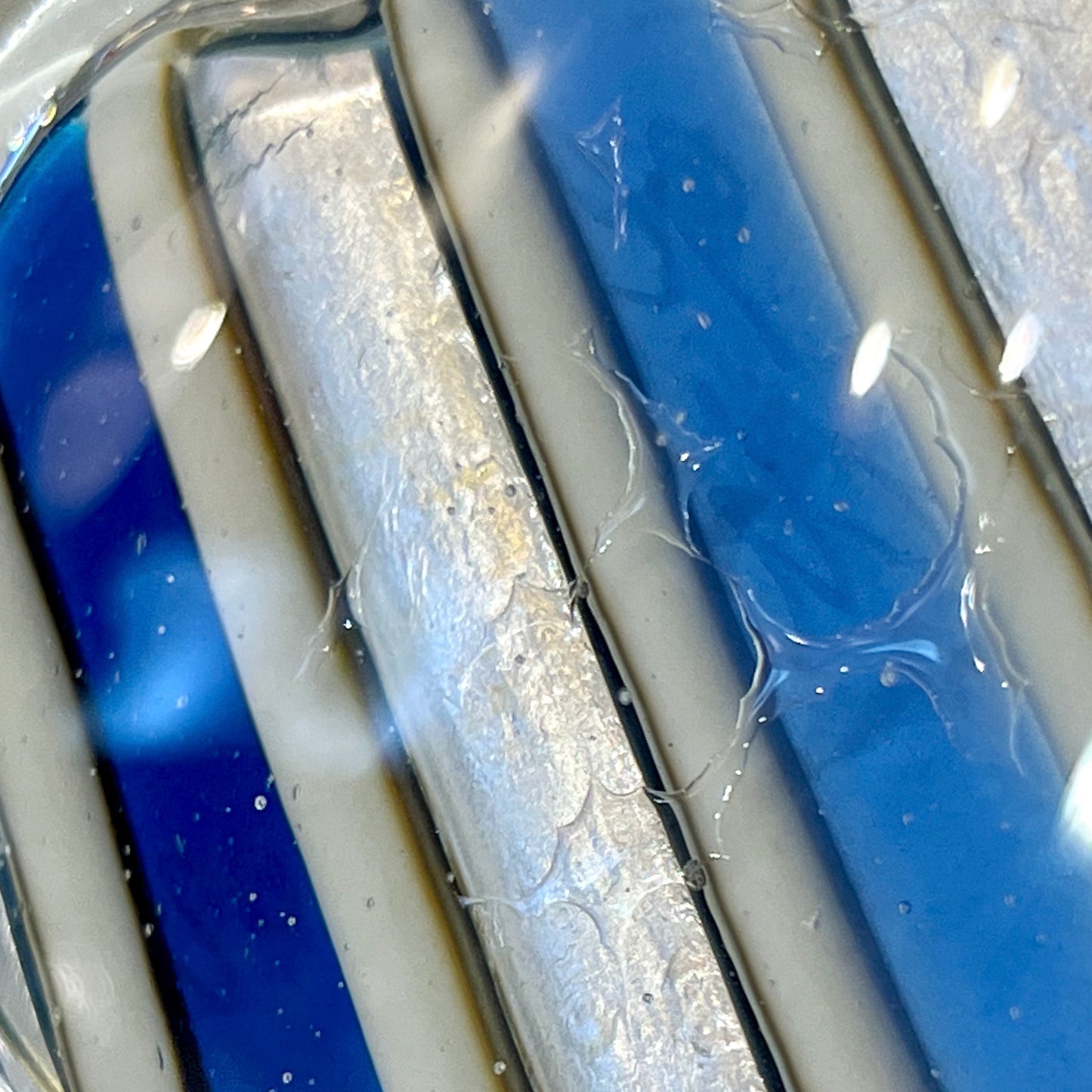 Bespoke Italian Crystal Cobalt Blue Silver Murano Glass Heart Shaped Paperweight