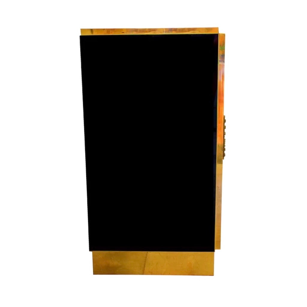 Bespoke Italian Art Design Brass Black White Stripe Glass Dresser Sideboard