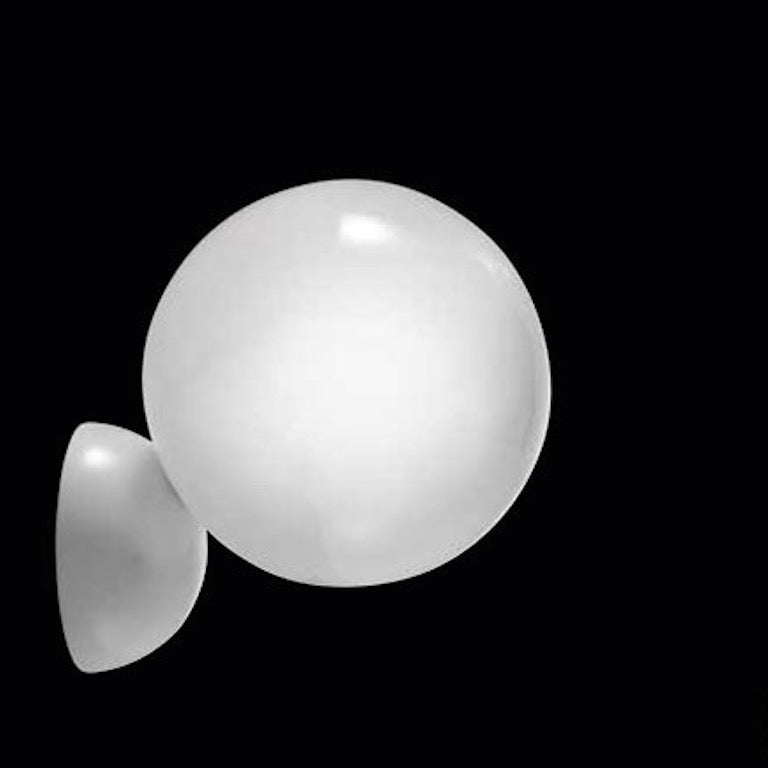 Contemporary Italian Modern Minimalist White Lacquer & Glass Balloon Table Lamp