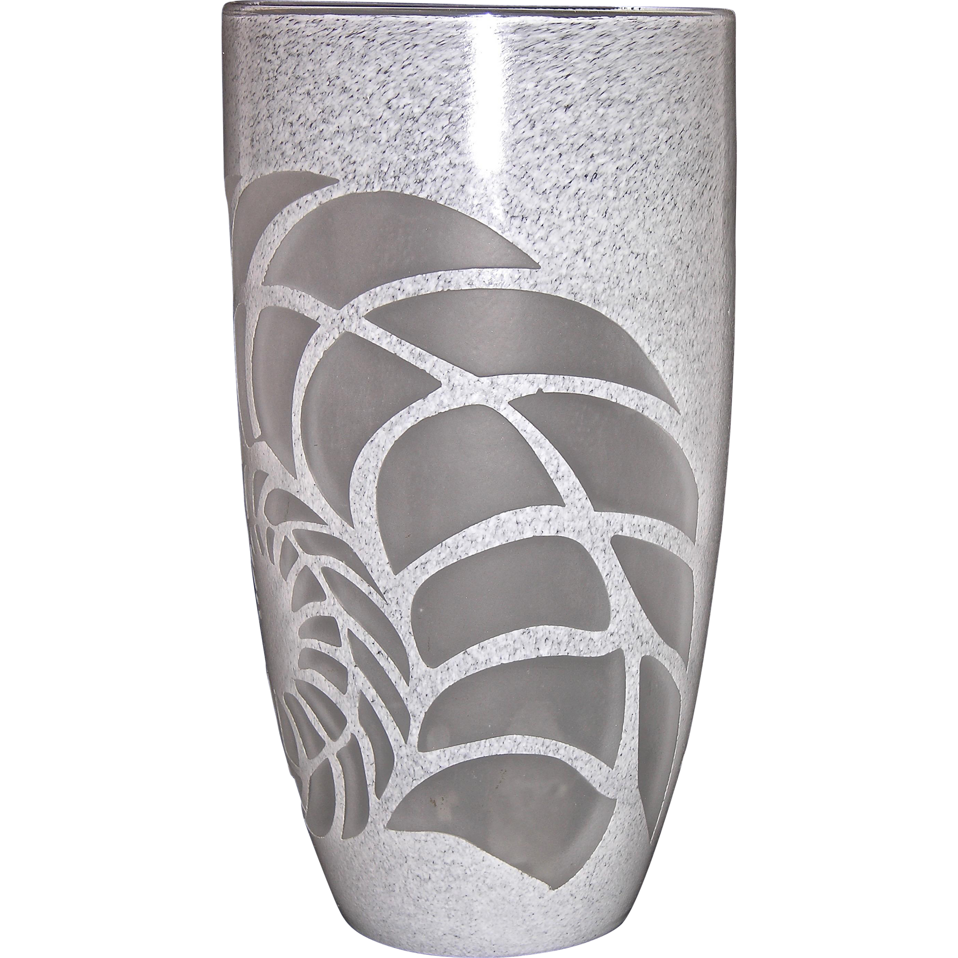 White Textured Murano Glass Vase with Fern Decor - Cosulich Interiors & Antiques