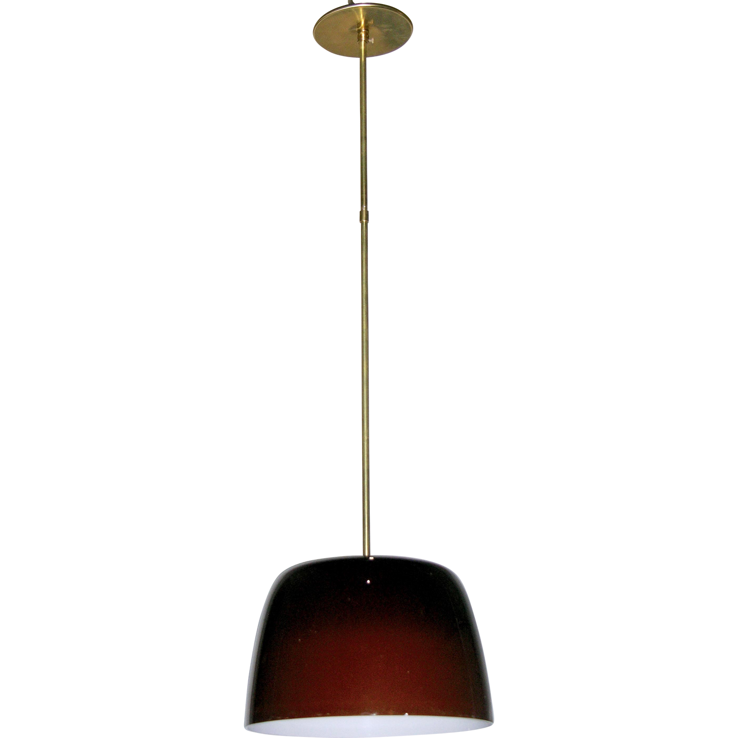 1970s Italian Minimalist Brass and Coffee Brown Murano Glass Pendant Light - Cosulich Interiors & Antiques
