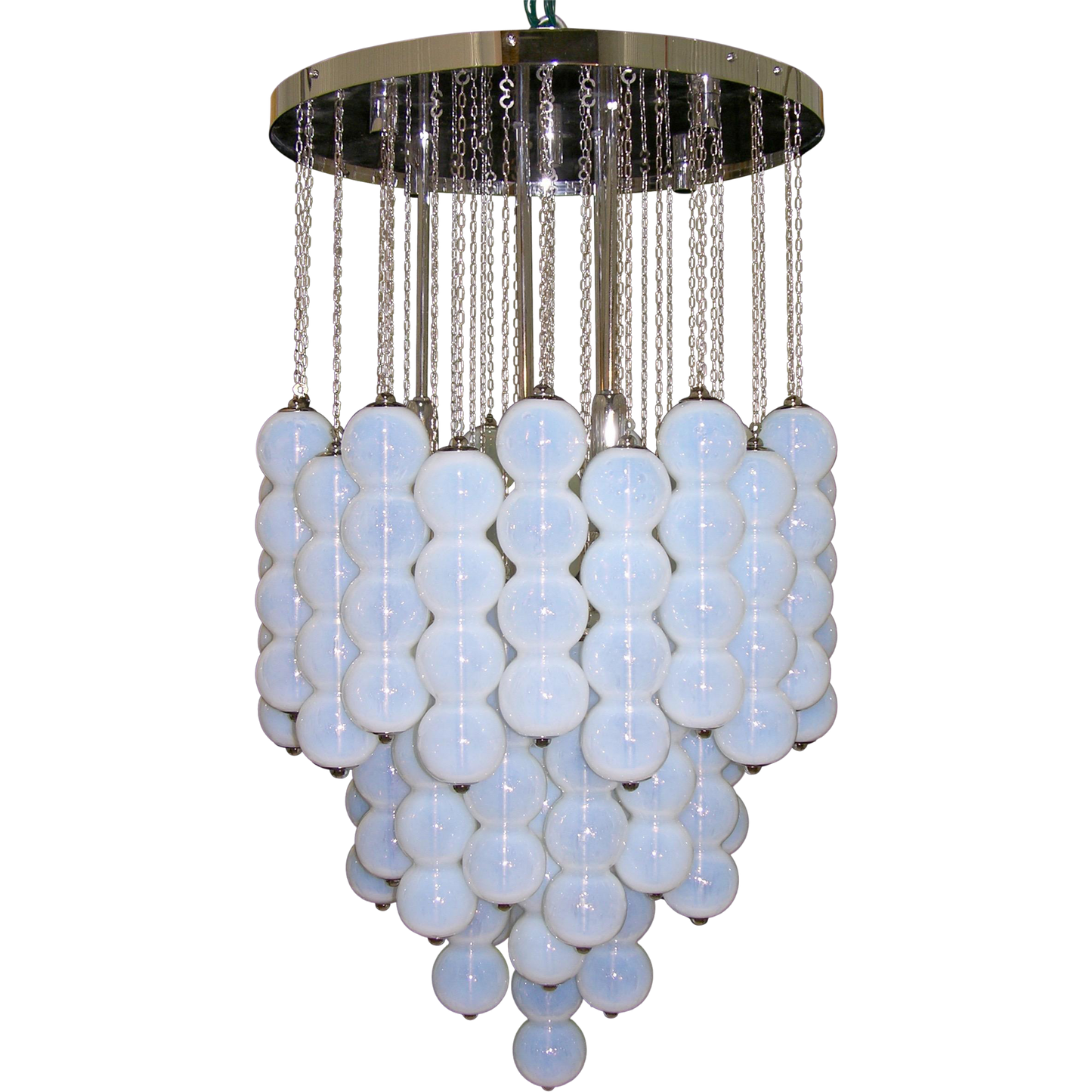1980 Translucent White Murano Glass Pendant Chandelier - Cosulich Interiors & Antiques
