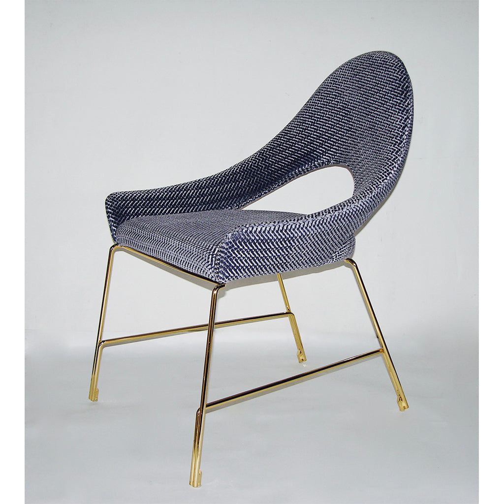 Smania Italian Modern Prototype Brass and Blue Velvet Living Room Armchair