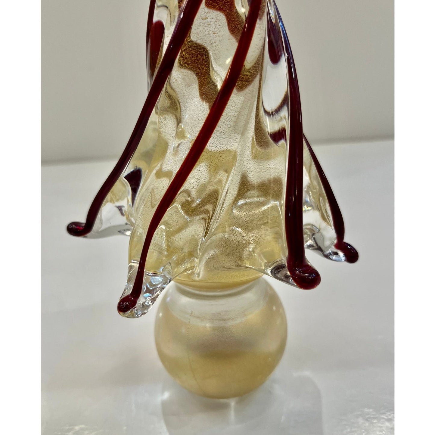 Formia Italian Vintage Wine Red Gold Murano Glass Christmas Tree Sculpture