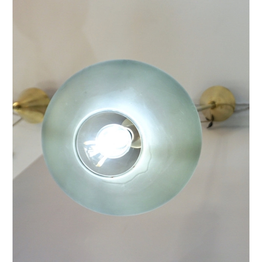 Bespoke Organic Amethyst Gray Green Murano Glass Brass Pendant Lighting