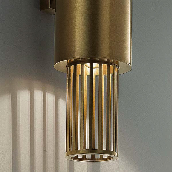 Contemporary Modern Italian Design Futurist Tubular Bronze Finish Steel Sconce