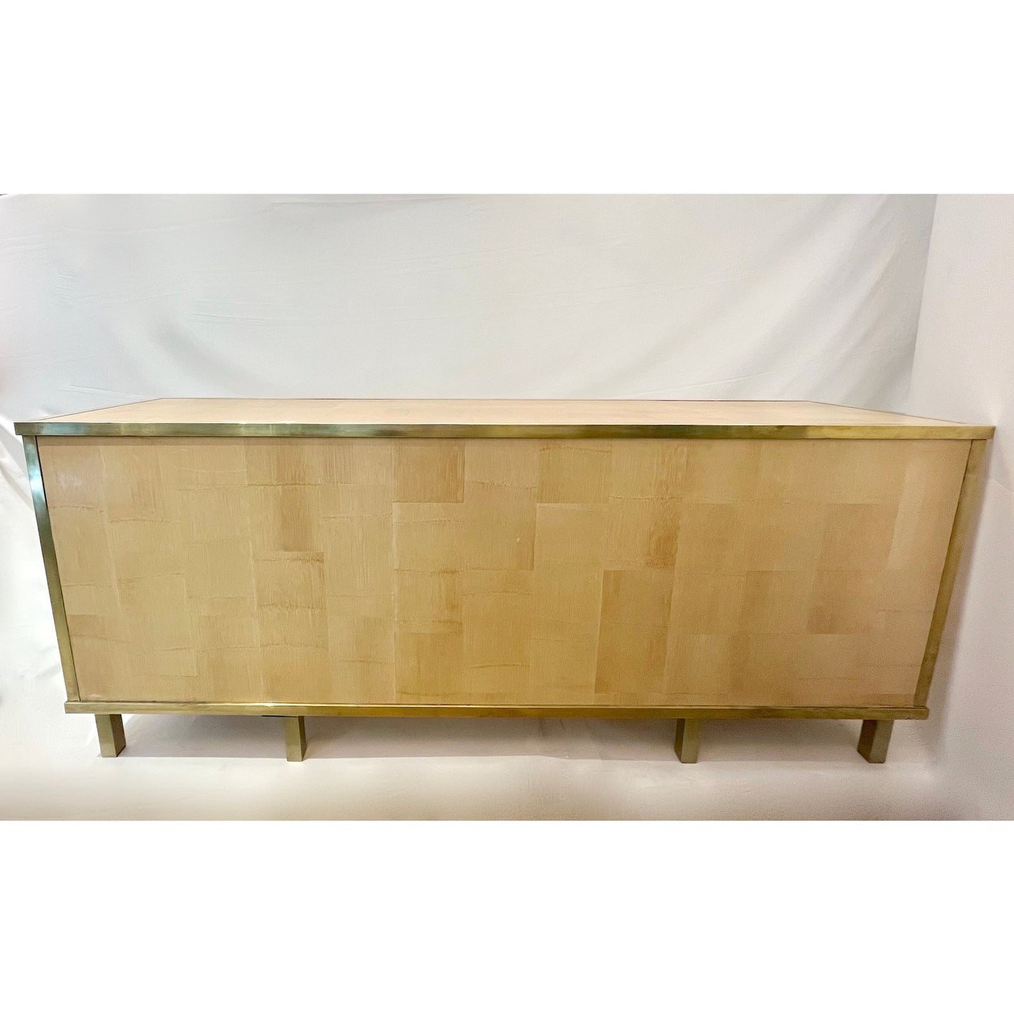 Sinopoli 1970s Italian Back Finished Asian Style Brass Bamboo Sideboard/Cabinet