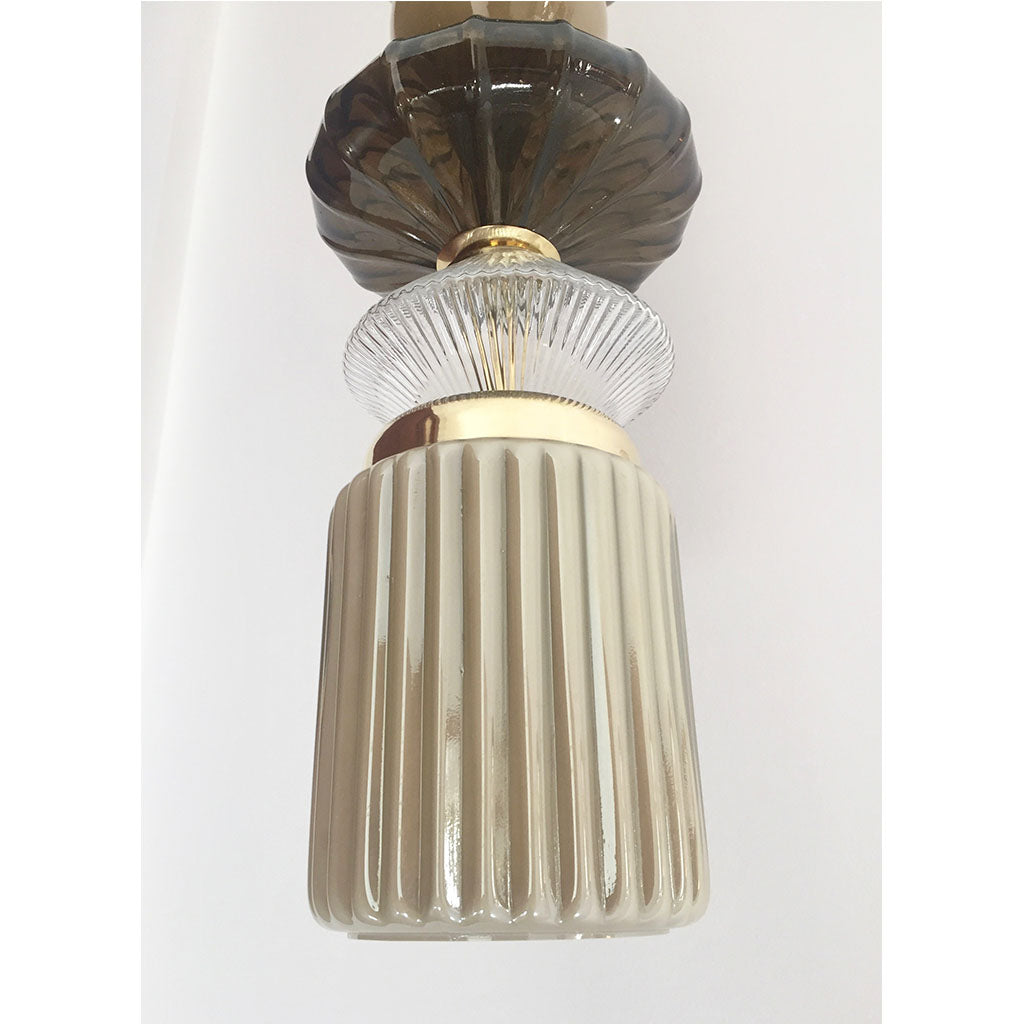 Contemporary Customizable Taupe Gold Ivory White Murano Glass Pendant Chandelier