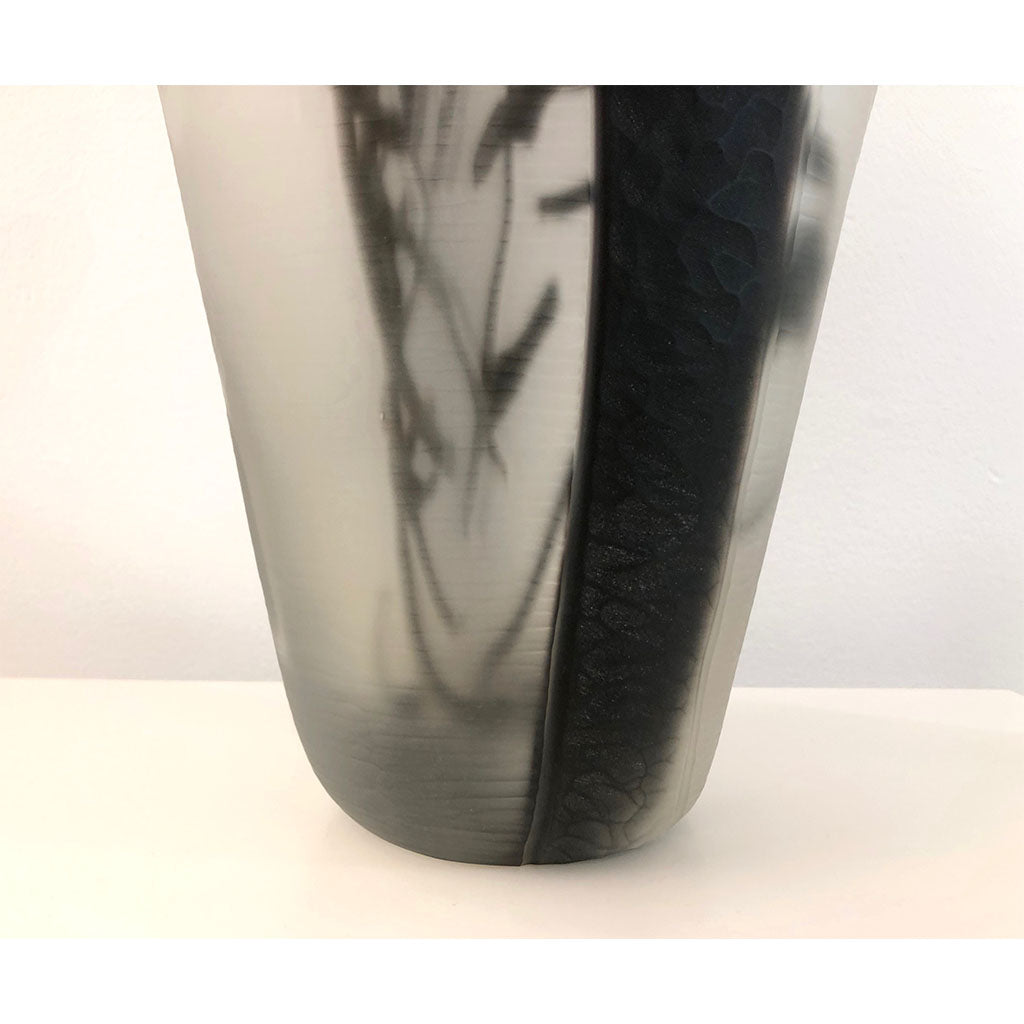 Davide Dona Modern Black White and Crystal Clear Murano Glass Sculptural Vase