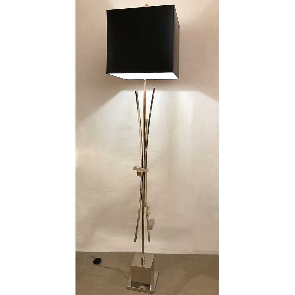 Contemporary Bespoke Italian Abstract Design Meccano Nickel Floor Lamp