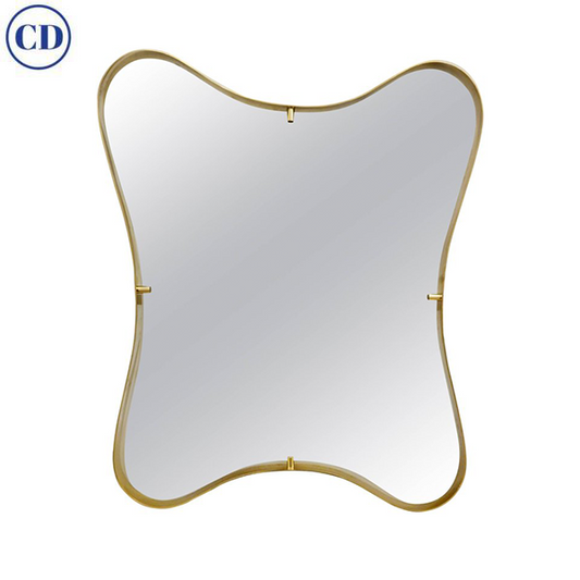 Contemporary Italian Minimalist Brass Wall Mirror with Organic Curved Frame