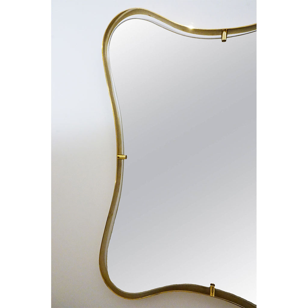 Contemporary Italian Minimalist Brass Mirror with Organic Undulating Frame - Cosulich Interiors & Antiques