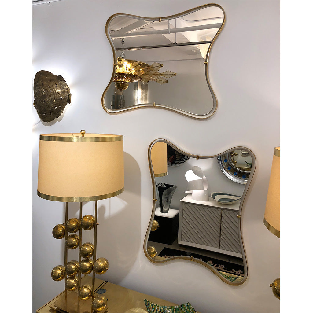 Contemporary Italian Minimalist Brass Mirror with Organic Undulating Frame - Cosulich Interiors & Antiques