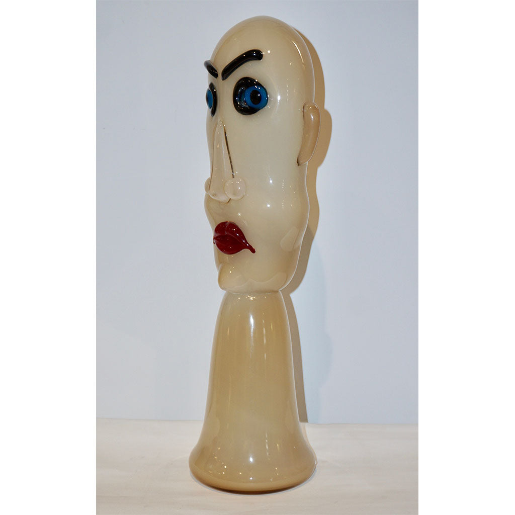 Formia 1980s Modern Italian Comic Ivory Glass Head Sculpture
