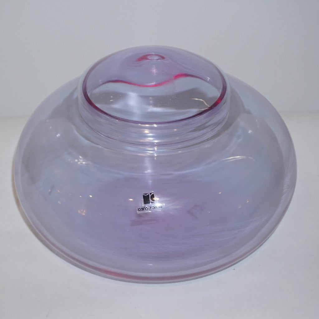 Vintage C. Moretti 1980s Alexandrite Amethyst Murano Crystal Glass Bowl & Cover