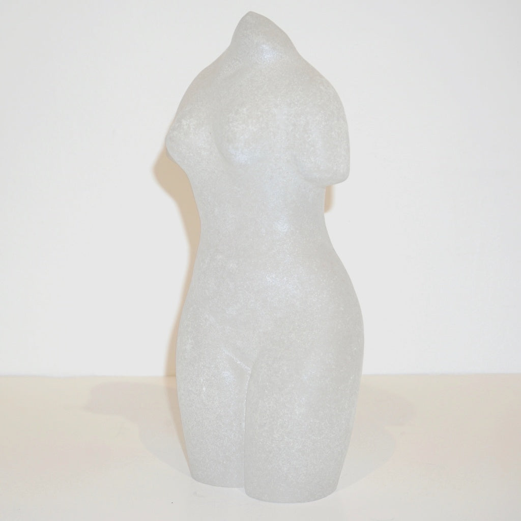 1960s Italian White Scavo Murano Glass Nude Figure