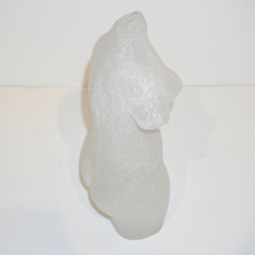 1960s Italian White Scavo Murano Glass Nude Figure