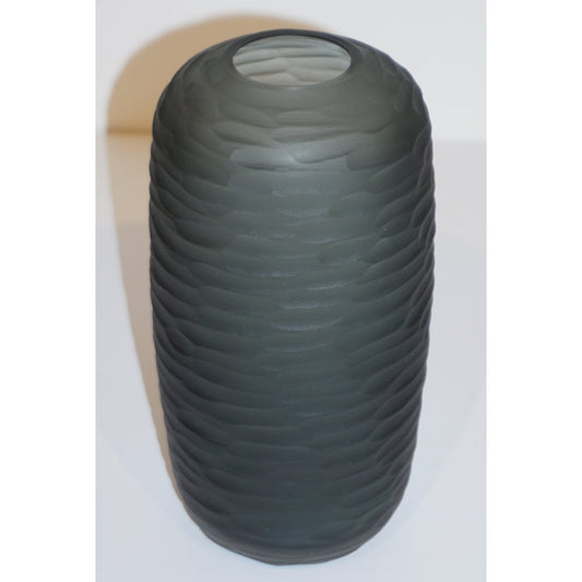 Salviati Vintage Italian Minimalist Smoked Gray Textured Murano Art Glass Vase