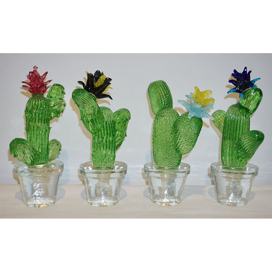 Formia Marta Marzotto Vintage Green Murano Glass Black Flower Cactus