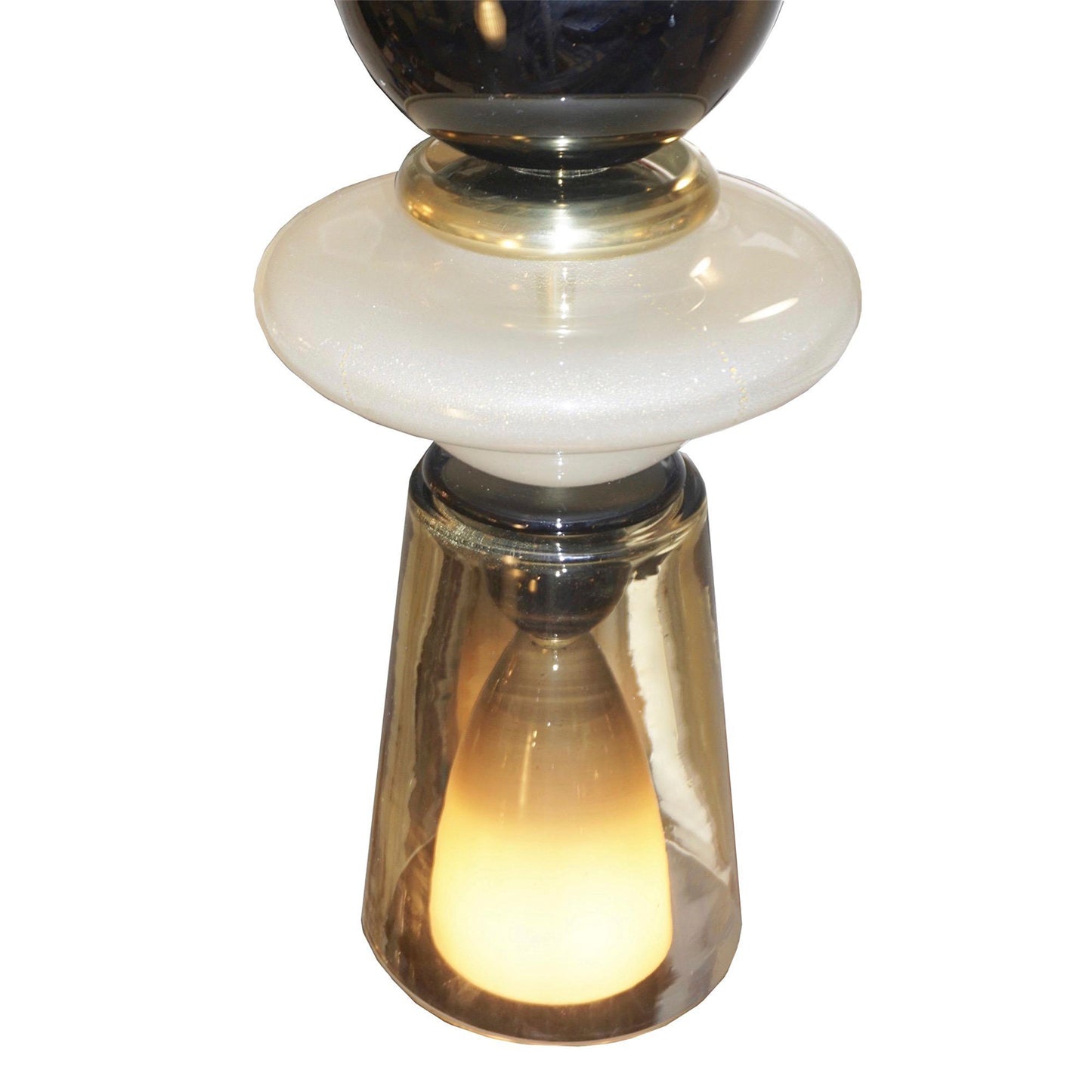 Contemporary Crystal Black & White Smoked Murano Glass Pendant Light
