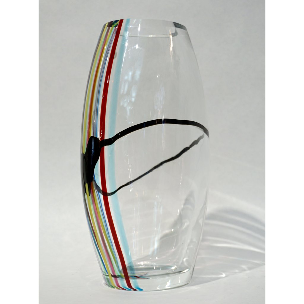 Formia 1970 Italian Tall Yellow Green Red Blue Crystal Murano Glass Pop Art Vase