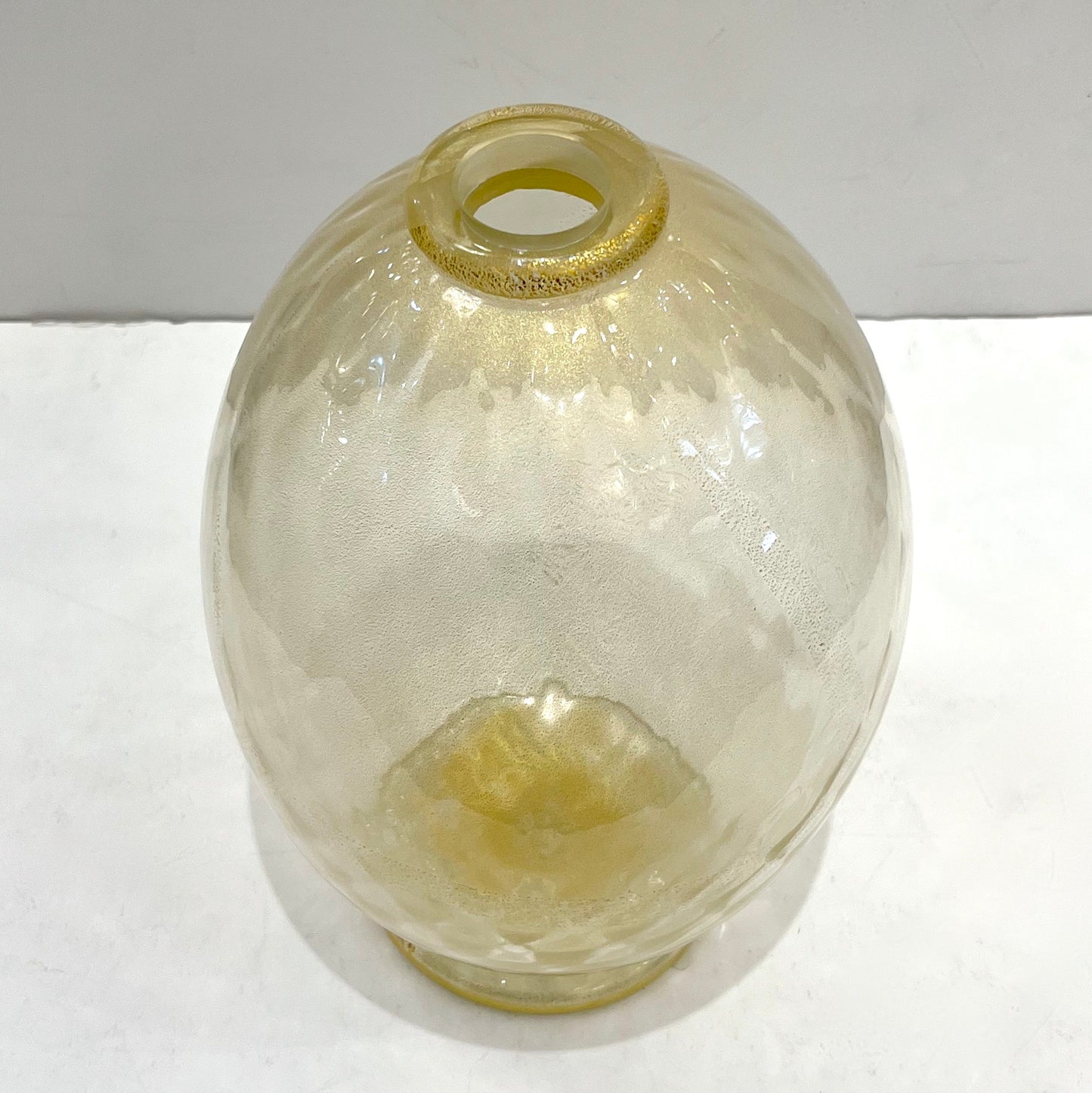 Modern Italian Pair of Gold Honeycomb Murano Glass Organic Round Vases