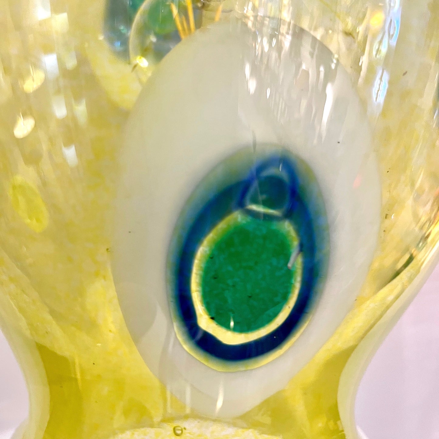 Bespoke Italian Organic Yellow Green White Tulip Murano Glass Pendant Light