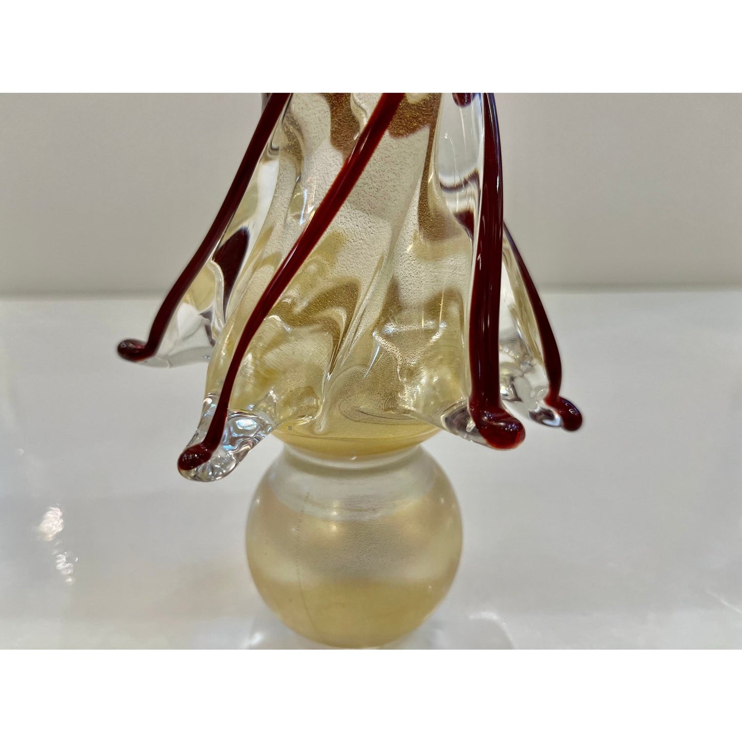 Formia Italian Vintage Wine Red Gold Murano Glass Christmas Tree Sculpture